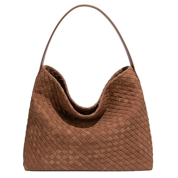 Handbags - 4250 Woven Bags Slouchy Woven Suede Tote Bag Trendy Suede Hobo Purse